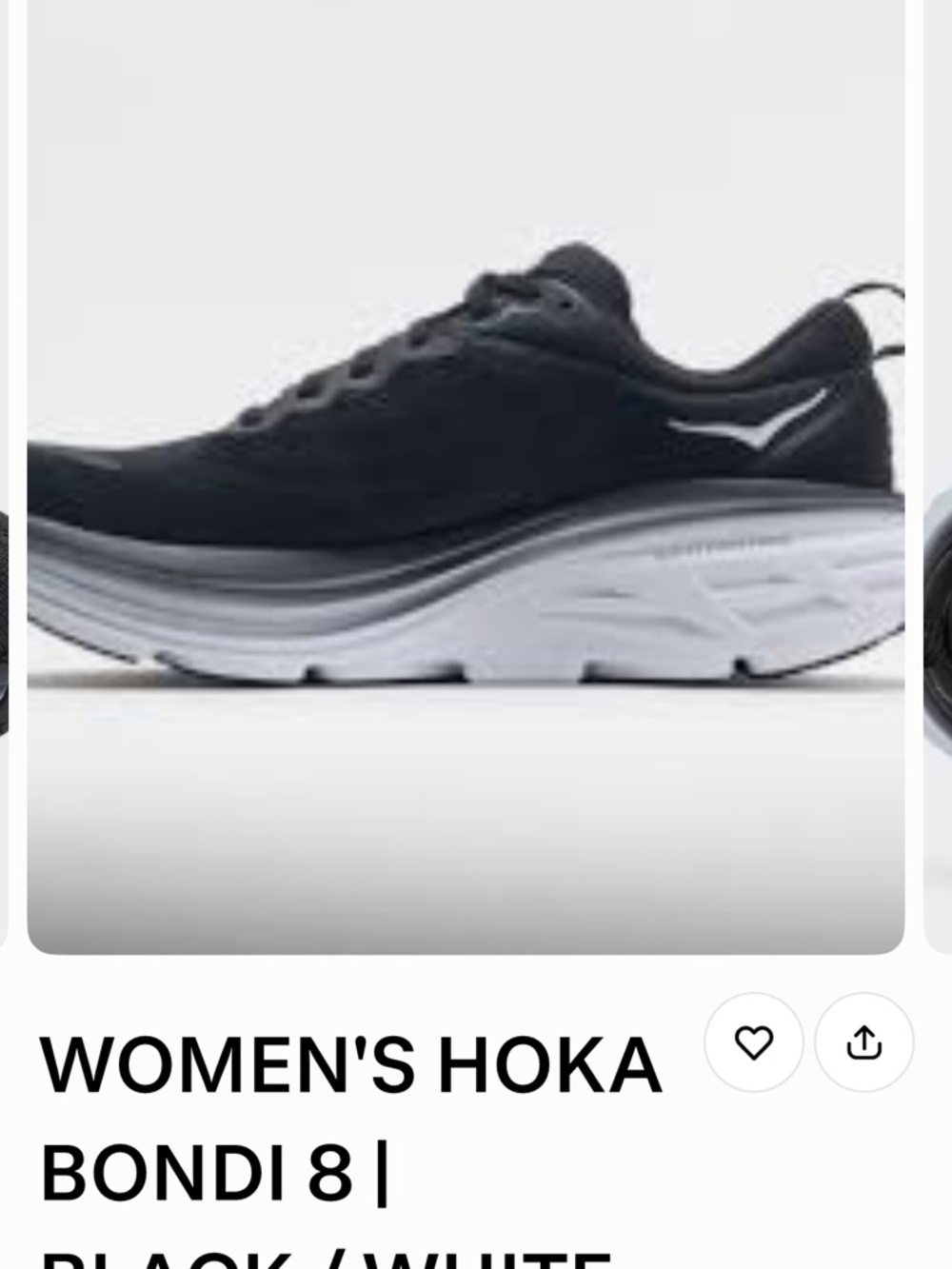 Hoka Women's Bondi 8 Running Shoe - Black/White used but not a runner so excel